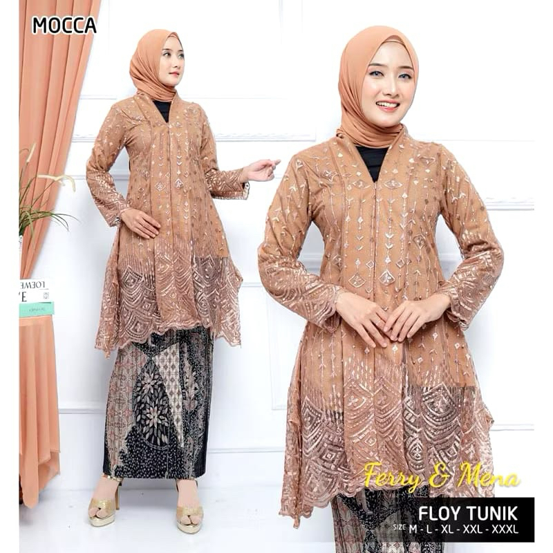 Kebaya Kartini Tunik/Kartini Brokat Ethnic Non Gliter/Kebaya Modern/Kebaya Kartini Modern