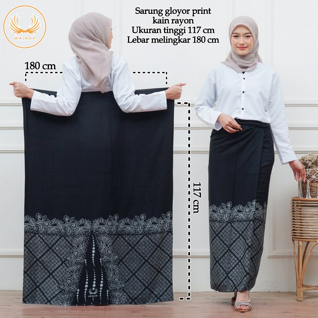 SARUNG GOYOR BATIK WANITA MONOCROME HITAM PUTIH SARUNG GOYOR SANTRIWATI MODERN