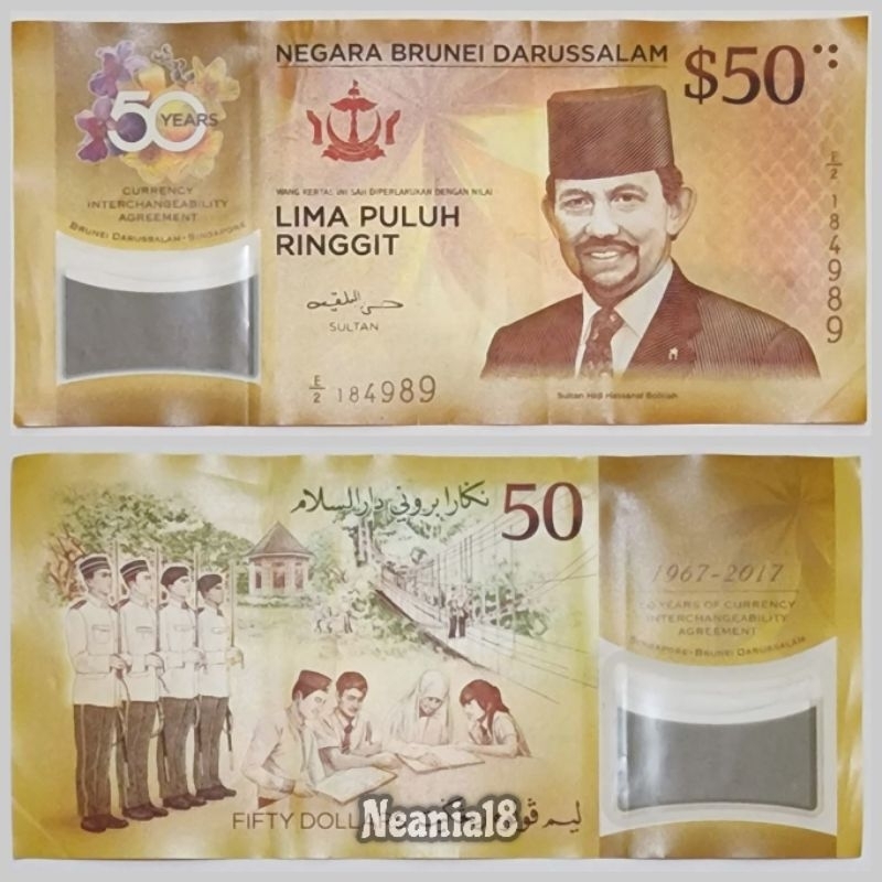 Koleksi Brunei Darussalam Pecahan 50 Dolar Gold Limited Edition Polymer