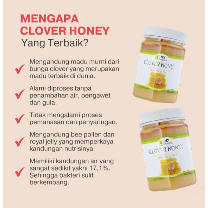 

clover honey 1kg exp 2026 free sendok kayu