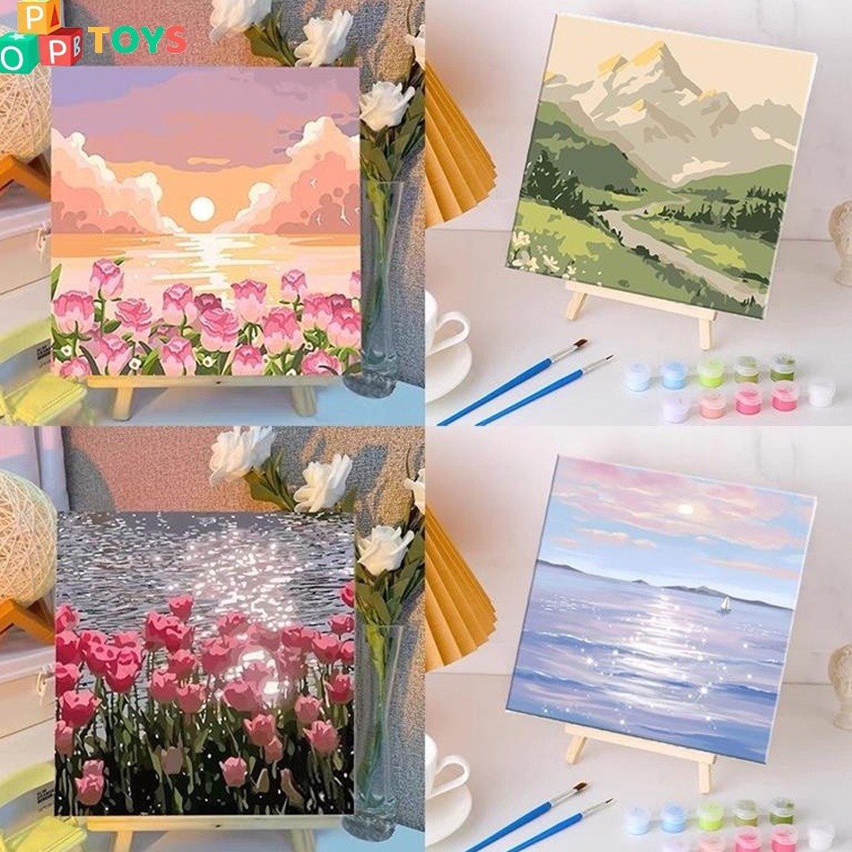 

Promo Meriah POPTOYS DIY 2x2cm Paint Kit Digital Painting Kit Kanvas Painting Dengan Kayu Frame Wall Decoration