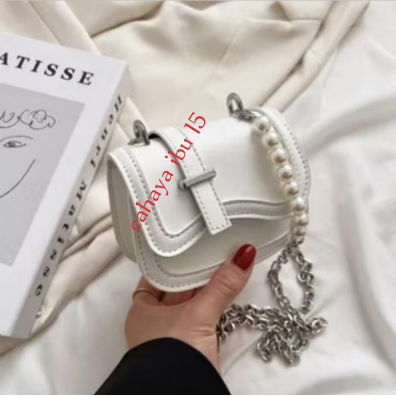 Terbaru Tas Selempang Mini Jesy/Tas Tali Rantai Mutiara/Tas Wanita Murah/Tas Wanita Kekinian
