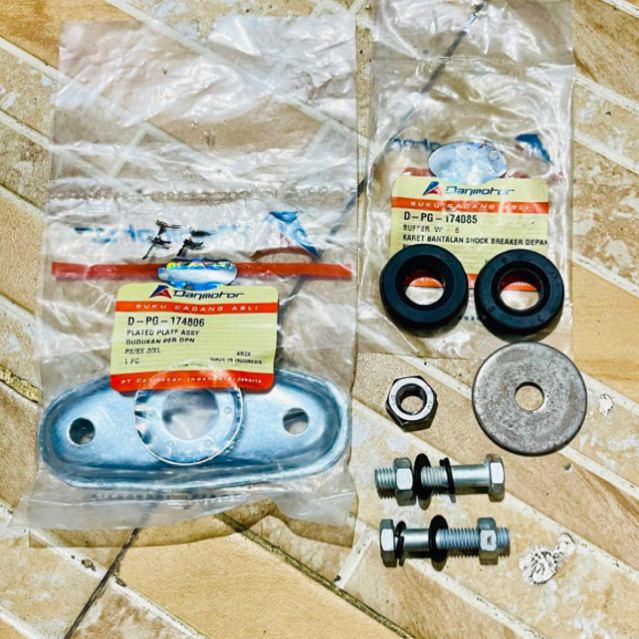 plat dudukan shock skok shockbreaker depan set mur karet ring baut shock bawah vespa px e excel spar