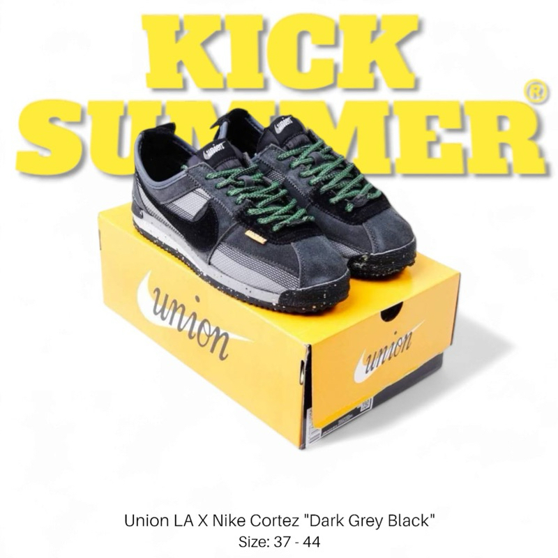 Sepatu Union LA x Nike Cortez Dark Grey Black