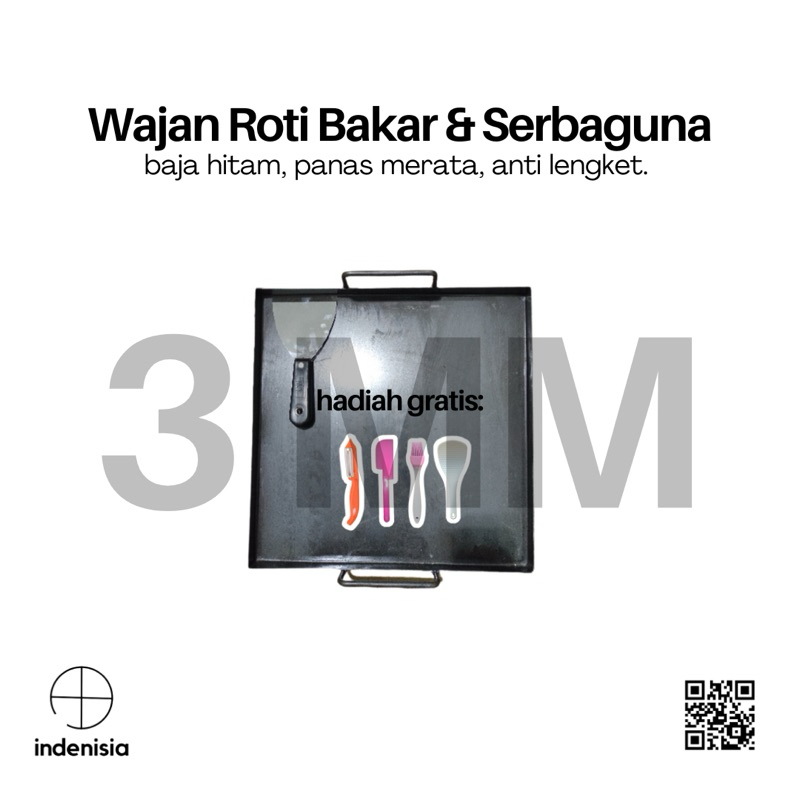 (3 MM) WAJAN ROTI BAKAR/WAJAN BURGER / WAJAN KEBAB / LOYANG PERSEGI / WAJAN IKAN / WAJAN CUMI GURITA