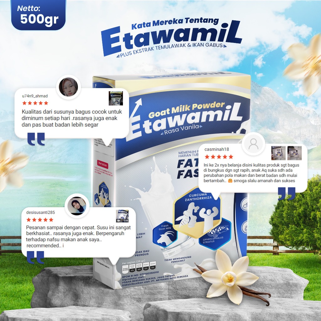 

ETAWAMIL WEIGHT GAIN - Susu Gemuk Penambah Berat Badan & Nafsu Makan Halal BPOM 500 gram