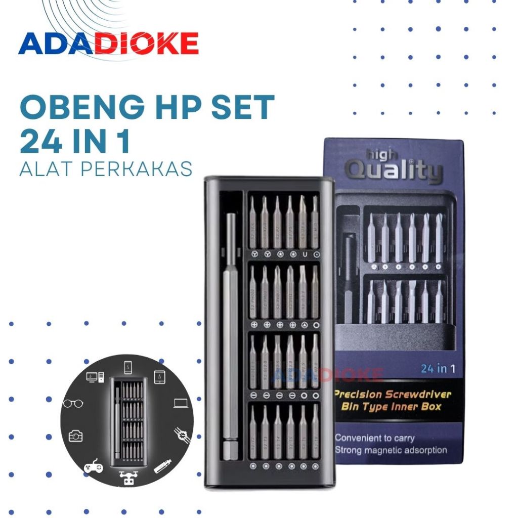 Obeng Set Obeng Magnetic Obeng Set 24 in1 Obeng Reparasi Handphone Laptop Jam