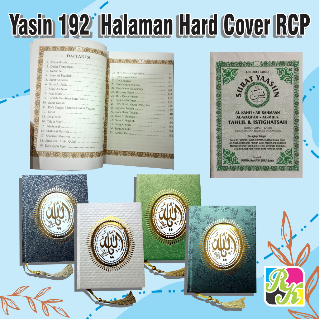 Cetak Yasin dan Tahlil Hard Cover Bahan Rcp Isi 192 Halaman Diilengkapi Sisipan