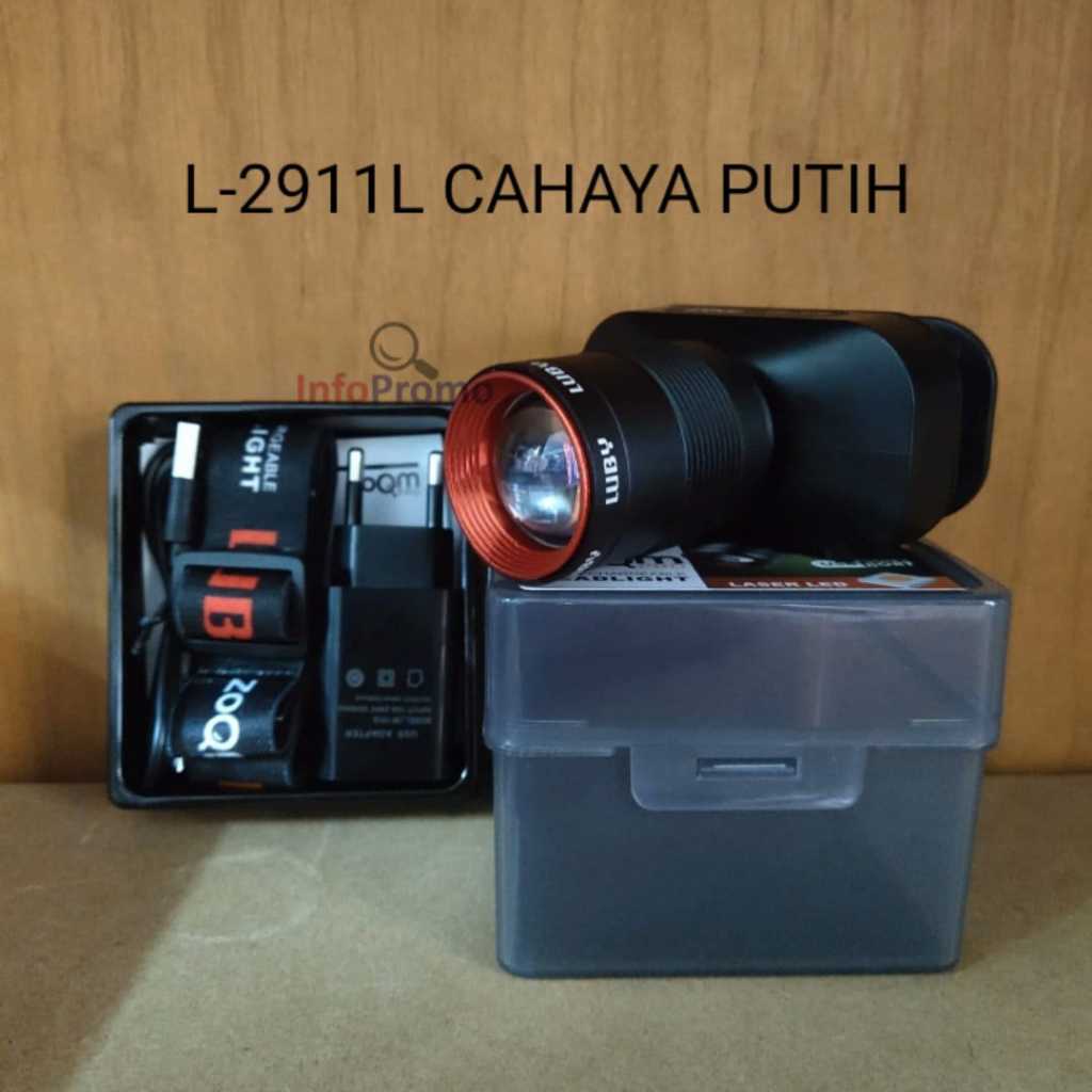 Senter Kepala LED Luby L-2911L 60W Zoom pro Cahaya Putih Garansi Resmi Original