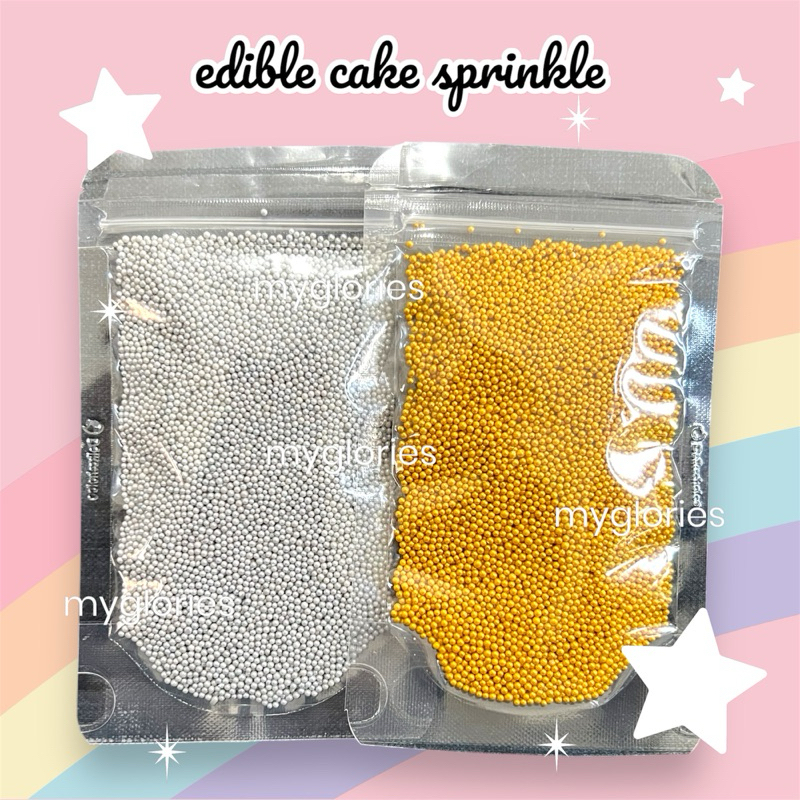 

Edible Sprinkle 50gr Trimit Bisa Dimakan Gold Silver Hiasan Kue Ulang Tahun Bahan Baking Dekorasi Trimit Spikel Roti