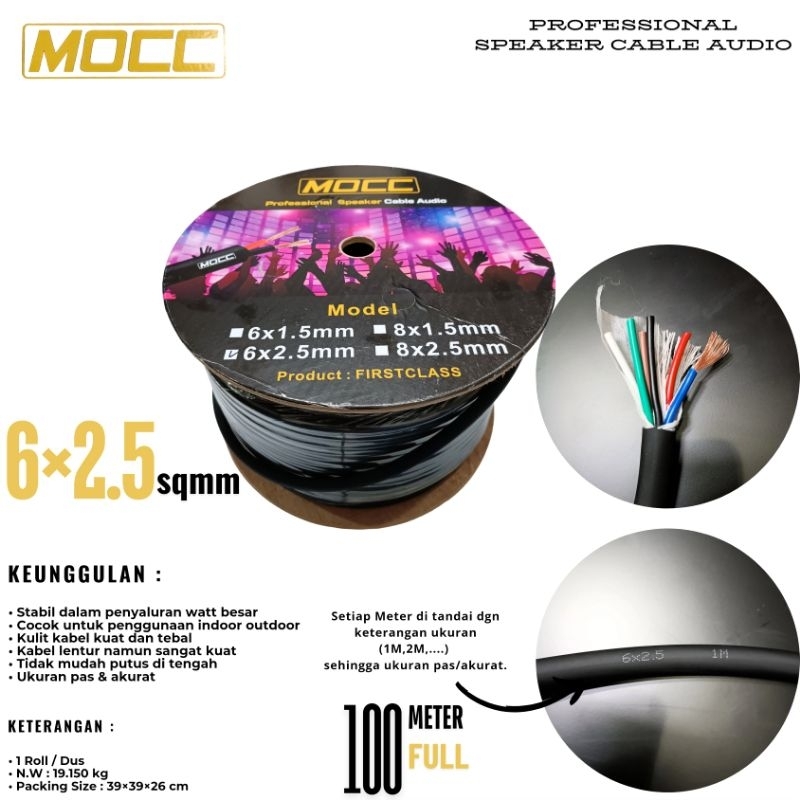 Kabel Speaker Audio MOCC 6x2,5mm | Kabel Audio Tebal 6 Serabut Per 100 meter 6 x 2,5 mm