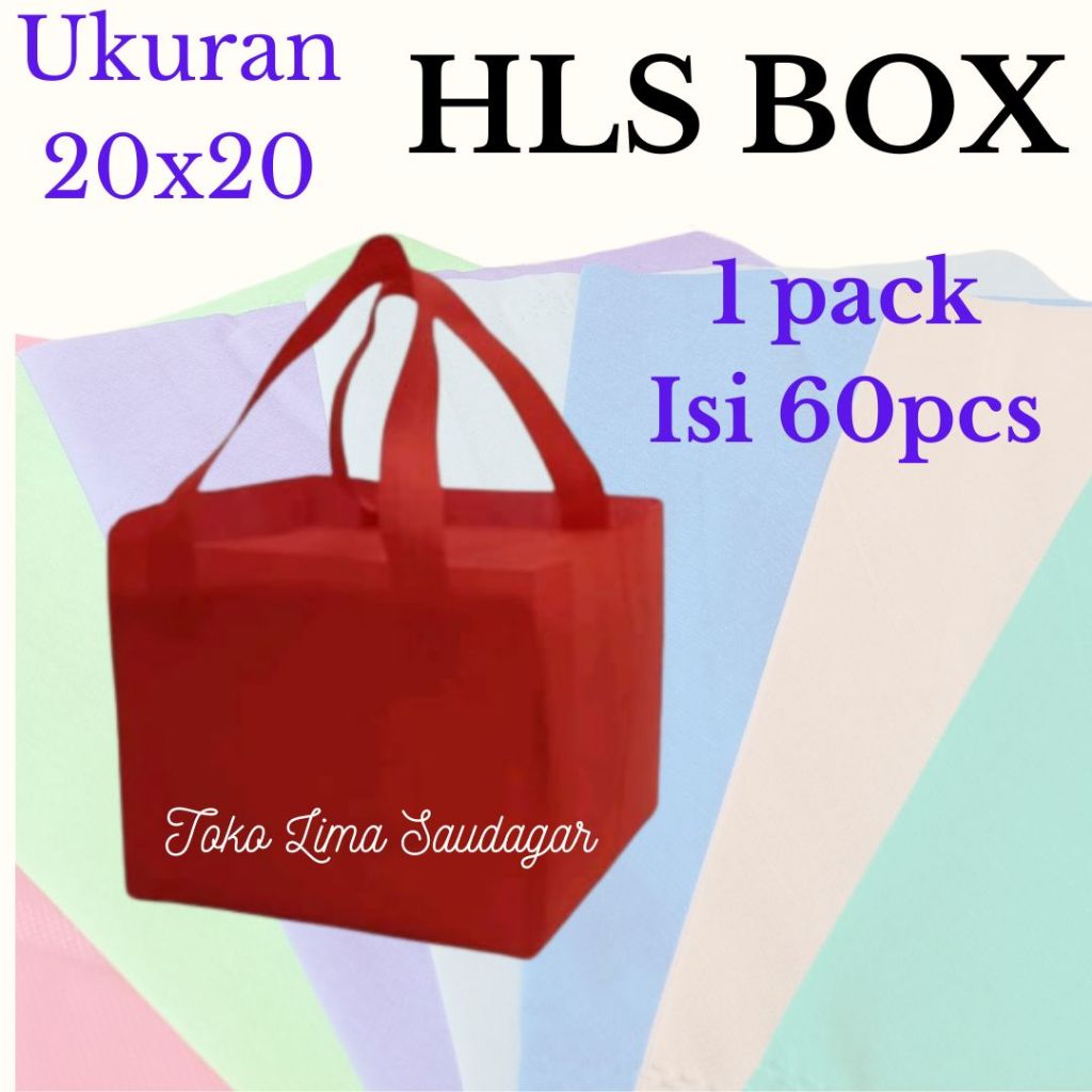 

Goodiebag ( 1 pak Isi 60pcs ) Tas Box Nasi / Handle box /Ukuran 20x20 & 22x22 Tas Spundbond Besek
