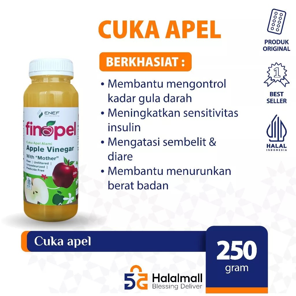 

Cuka Apel With Mother Organik Kontrol Gula Darah, Menyehatkan Jantung dan Program Diet Bpom Halal