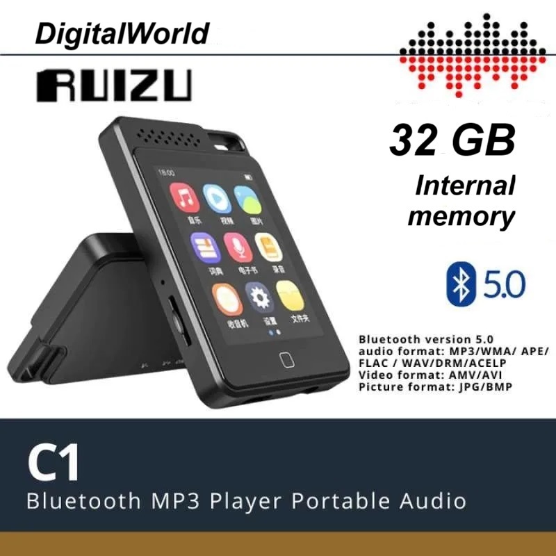 Ruizu C1 Bluetooth 5.0 Speaker 32Gb 16Gb Type-C DAP MP3 MP4 Video Music Player VS H10 M17 M18 H6