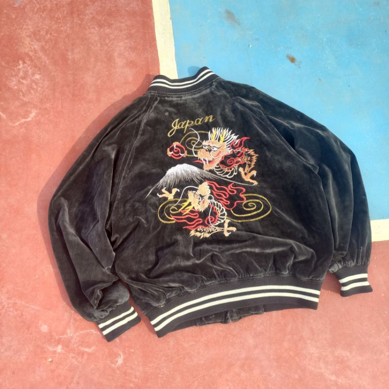 Jaket Vintage Sukajan Souvenir Jacket Second Velvet Original bekas sukajan japan dragon murah pria w