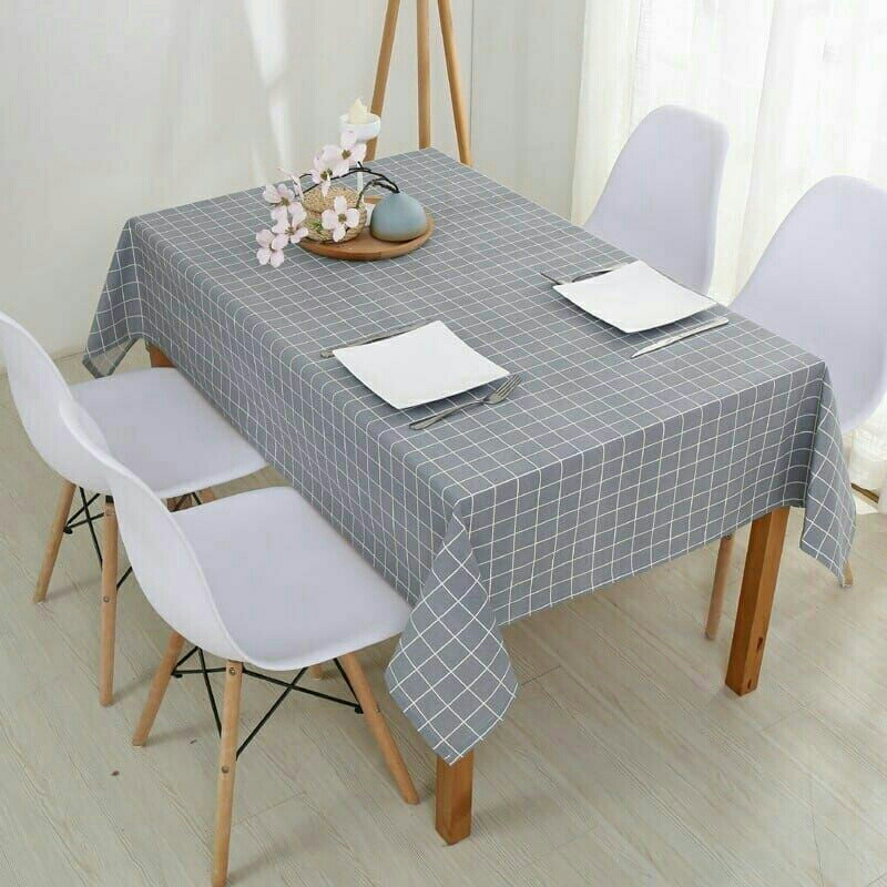 Taplak meja minimalis motif kotak -kotak aesthetic bahan kain model Korea