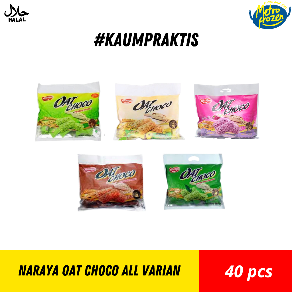 

NARAYA Oat Choco All Varian// oat choco coklat// oat choco greentea// oat choco panadan// oat choco putih// oat choco sweet potato