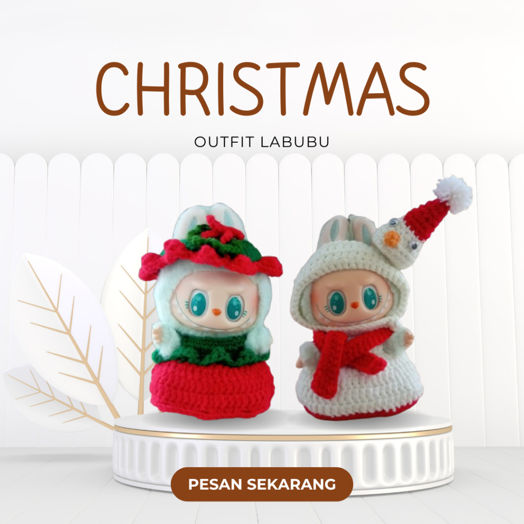 Baju Labubu Natal / Dress Clothes Labubu Cristmas rajut / crochet