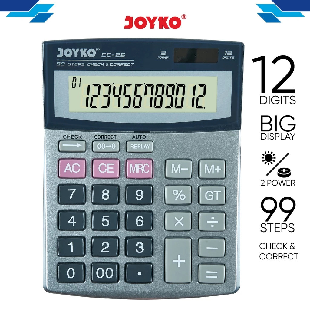 

Calculator Kalkulator Joyko CC-26 12 Digits Check Correct