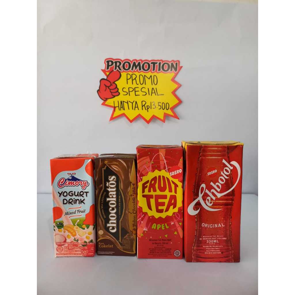 

PROMO SPESIAL (Teh botol, Fruit tea, Chocolatos, Cimory yogurt drink)