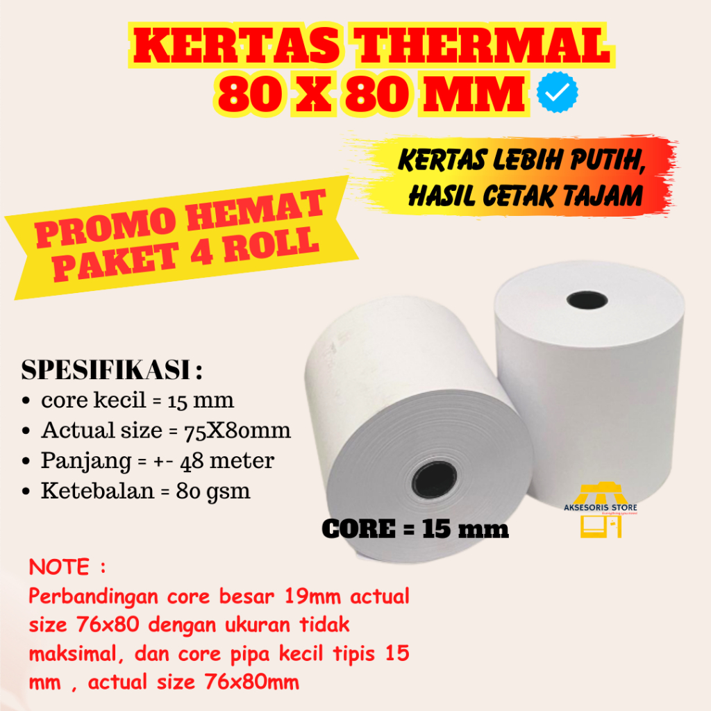 

KERTAS THERMAL 80X80 MM / KERTAS STRUK KASIR