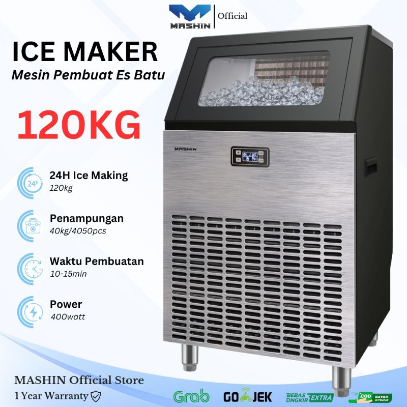 Mashin - Mesin Es Batu Kristal 100-120kg/Hari Ice Maker Kapasitas Besar