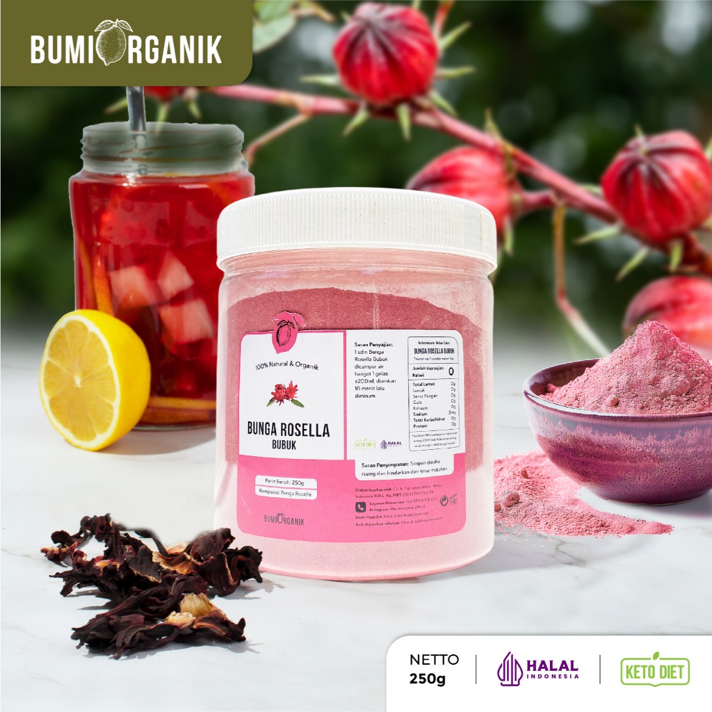 

EKSTRAK BUNGA ROSELLA BUBUK MURNI TANPA CAMPURAN 100% ORIGINAL 250G ROSELLA MERAH BUBUK MURAH ALAMI / ROSELLA UNGU PREMIUM HIBISCUS PURE POWDER BUNGA ROSELLA TEA / ROSELA MERAH KERING / NUTRIFARM BRAGG DARI BUMI GEMELI LEMOVITA OFFICIAL BEORGANIK