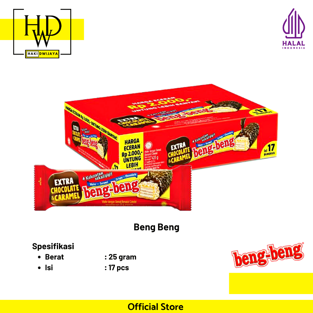 

[Isi 17Pcs] NEW Beng-Beng Wafer Caramel Crispy Chocolate 25gr