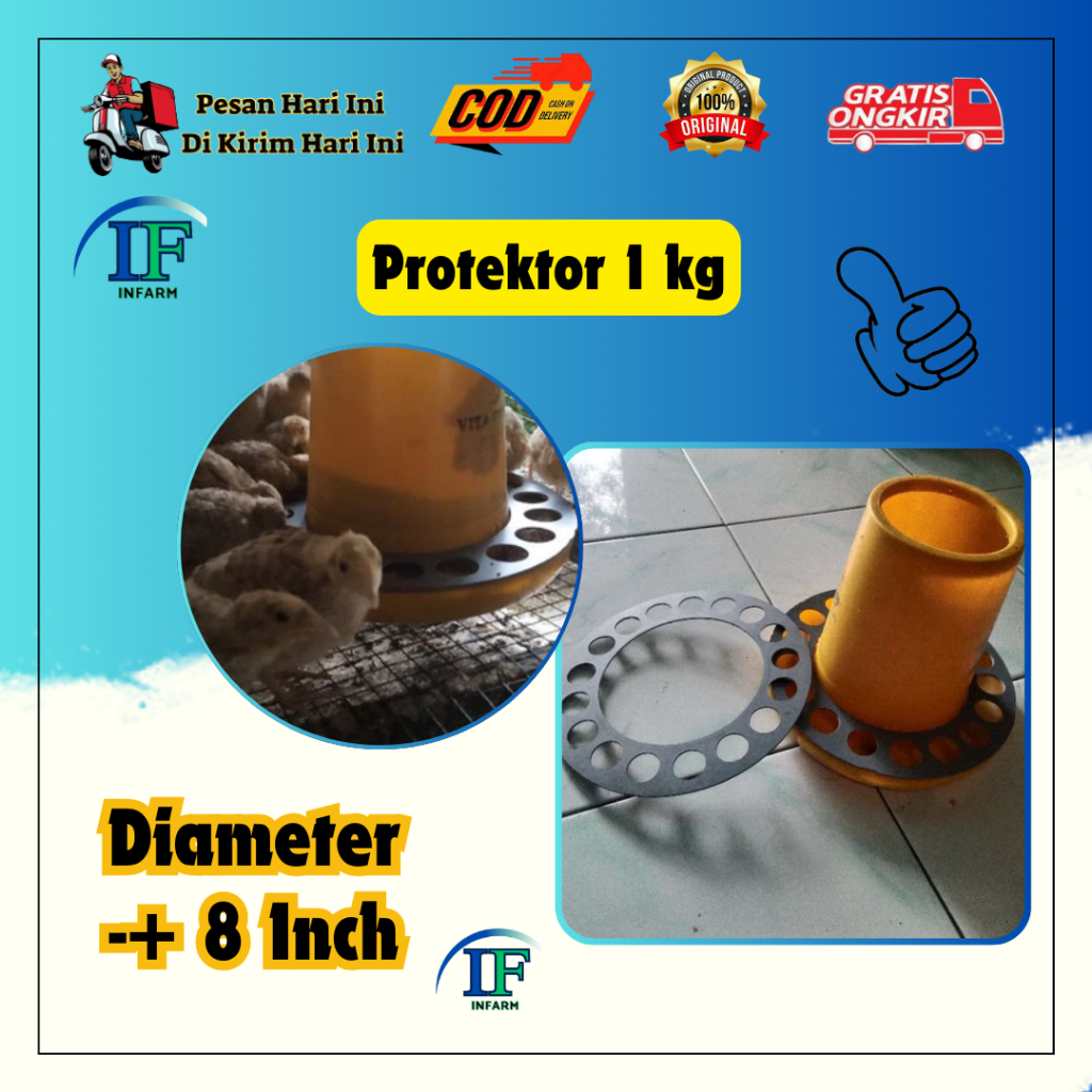PROTEKTOR Pengaman Tempat Pakan Puyuh Dan Ayam BABY CHICK ukuran 1 Kilo INNFARM