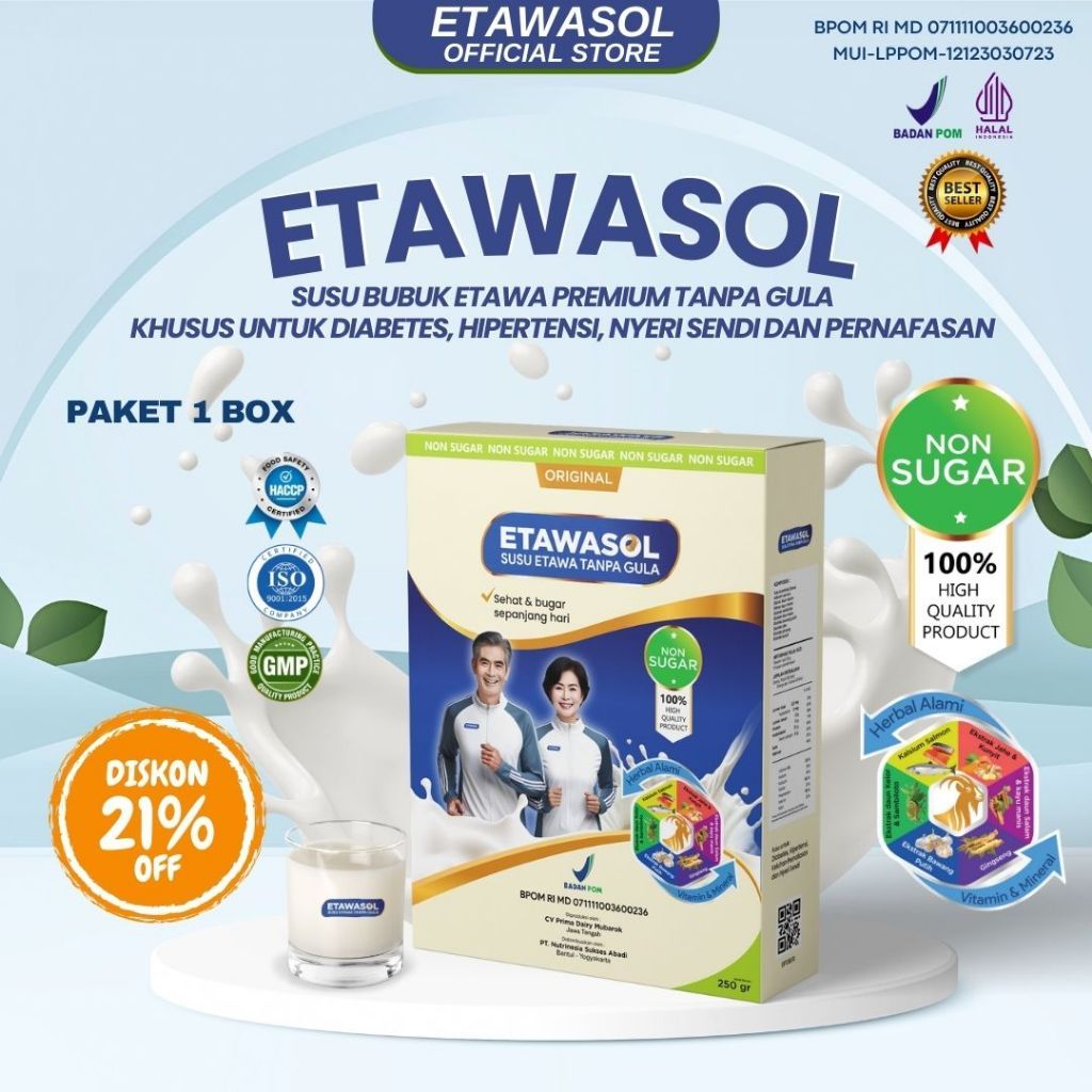 

Etawasol Susu Kambing Etawa 100% Tanpa Gula Untuk Diabetes, Hipertensi, Nyeri Sendi & Pernafasan Kemasan 250gr