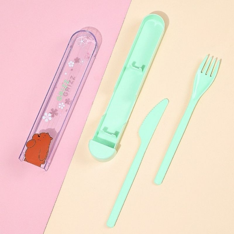 Miniso Cutlery Alat Makan Pisau Garpu We Bare Bears Set Knife Fork Alat Makan Pisau Garpu Miniso