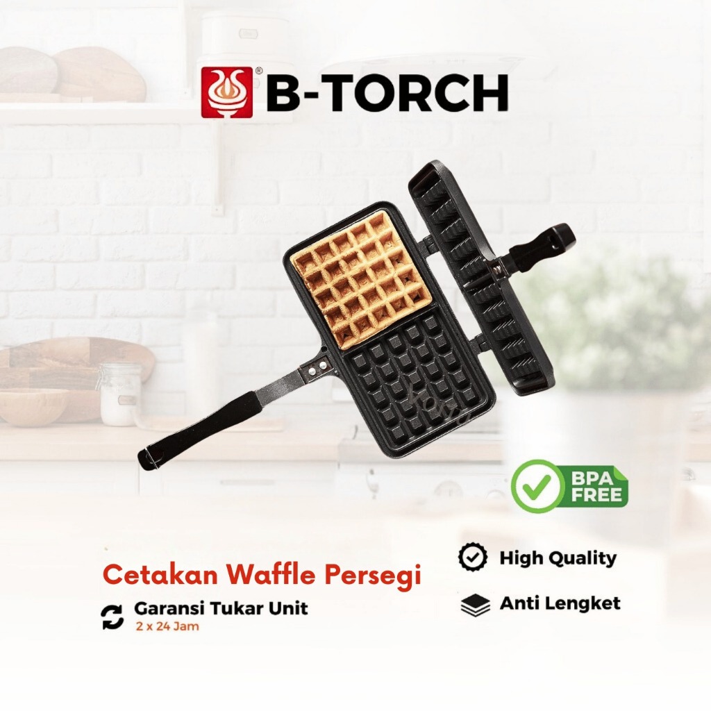 B TORCH Cetakan kue Waffle Croffle Maker Anti Lengket belgia / Wafel pancake croffel Double