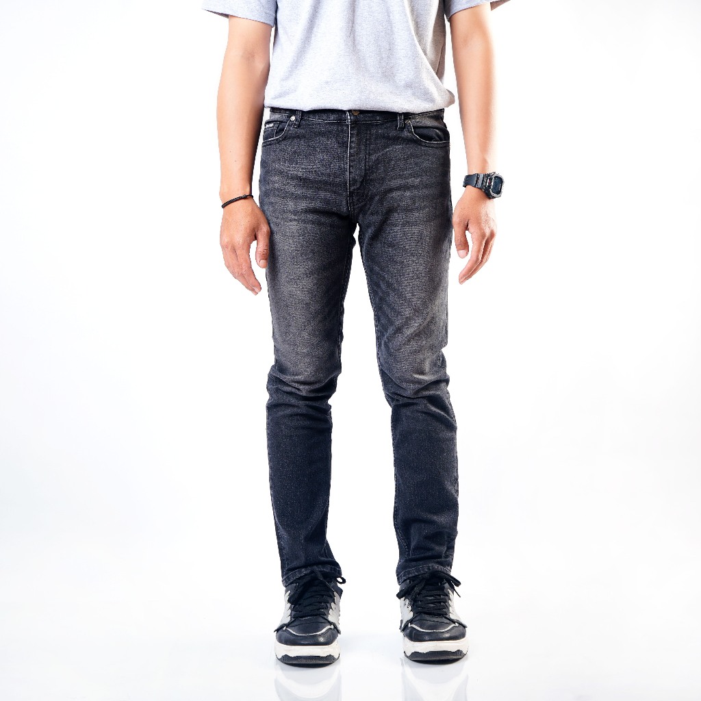 Black ID - Celana Panjang Denim Pria Grey Wash Basic | Lp DNM Costun