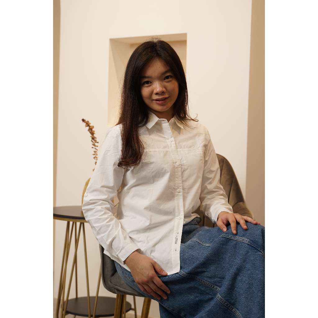 Missty Kemeja Atasan Wanita Warna Putih Lengan Panjang Formal Casual (18758)