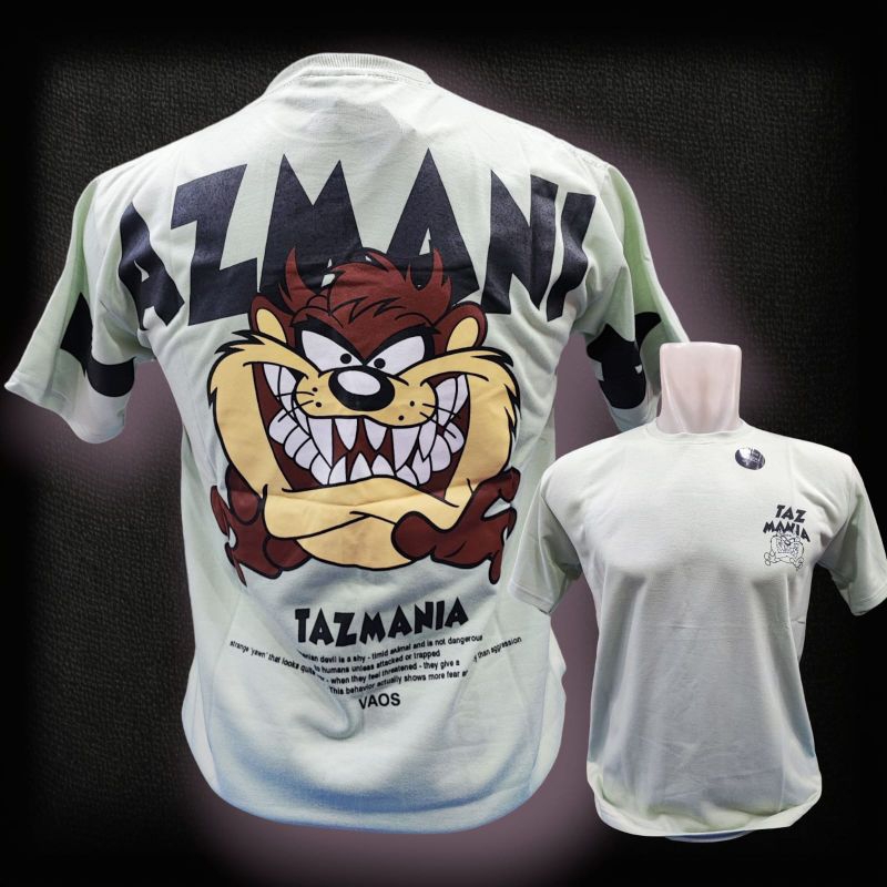 kaos atasan motif taz mania warna putih