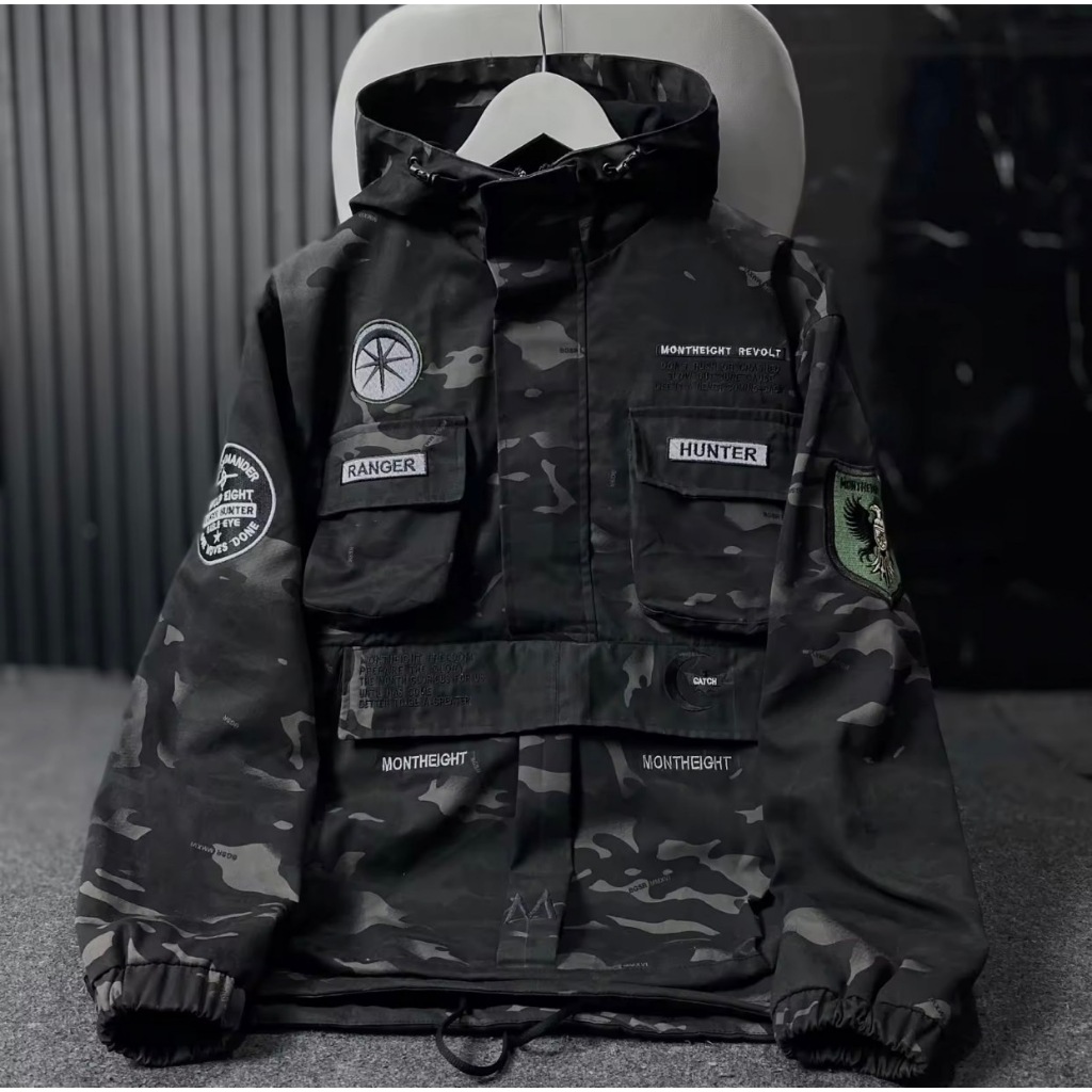 BGSR Jaket cagoule hunter pria camo army loreng canvas premium high quality