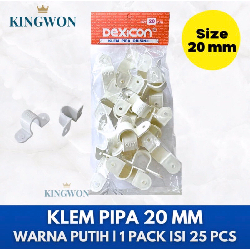 KLEM PIPA CLAMP PIPA 20 MM PVC CONDUIT LISTRIK OMEGA PUTIH Klem Conduit Klem Pipa Listrik 20mm