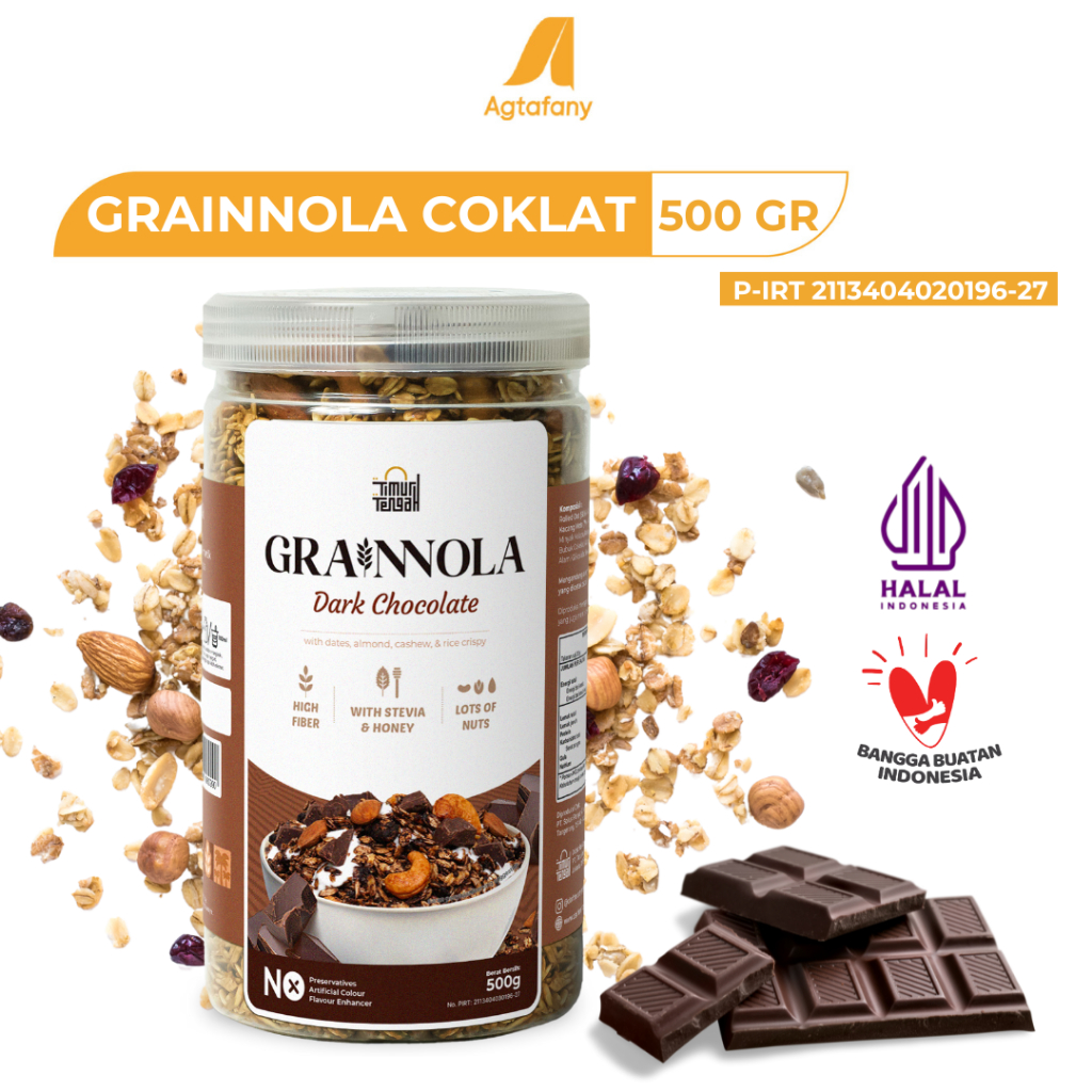 

Grainnola Dark Chocolate 500 gr Granola Premium Timur Tengah | Coklat Camilan Sehat Sereal Oatmeal Oat Makanan Kaya Serat