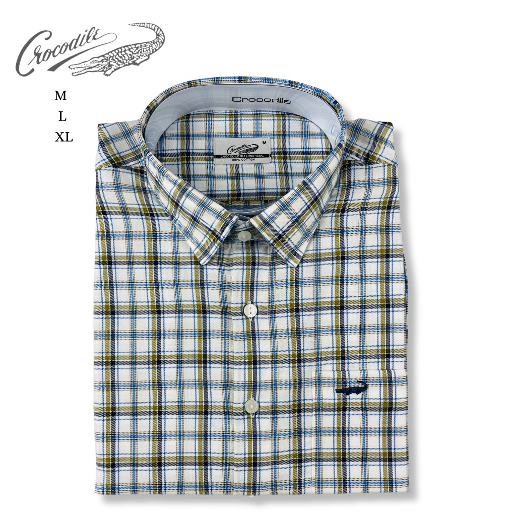CROCODILE Kemeja Pendek  Katun Pria Original 0893