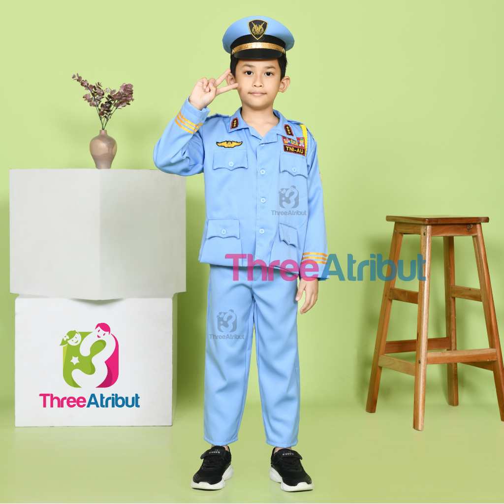 Baju TNI Angkatan Udara Anak Laki Laki Perempuan Seragam Profesi Anak TK Kostum Premium