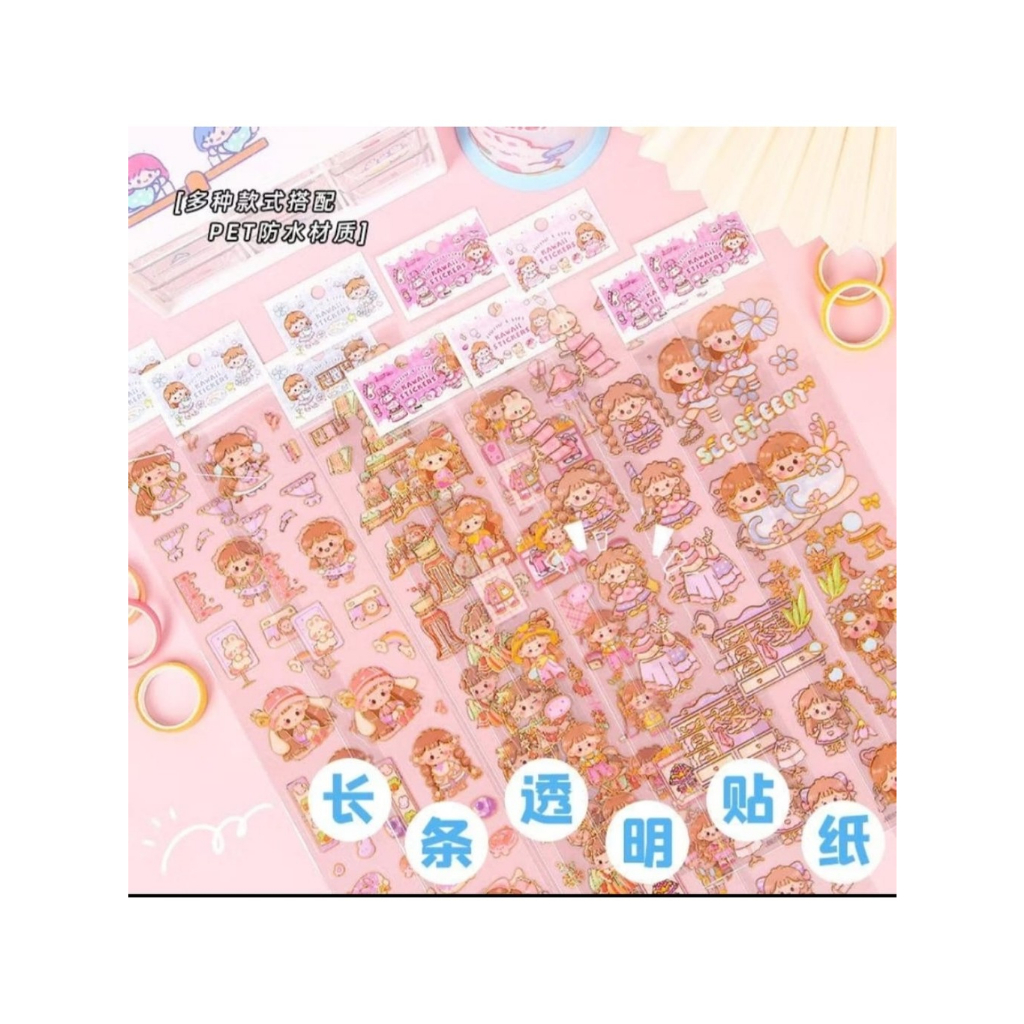 

STICKER PANJANG TRANSPARANT PET STIKER DIARY BUJO JURNAL CUTE