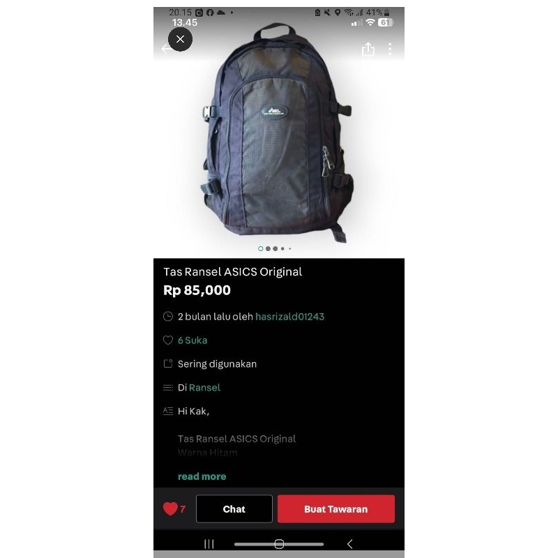 Tas Ransel Asics Original