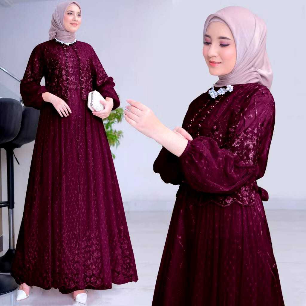 GAMIS RAFIKA  DEWASA / GAMIS PESTA TILE MUTIARA / GAMIS TERBARU MEWAH MODEREN / GAMIS TERLARIS / GAM