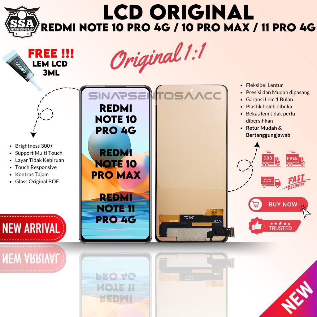 LCD Touchscreen FULLSET ORIGINAL Redmi Note 10 Pro 4G / 10 Pro Max / 11 Pro 4G HP ORI Murah Garansi