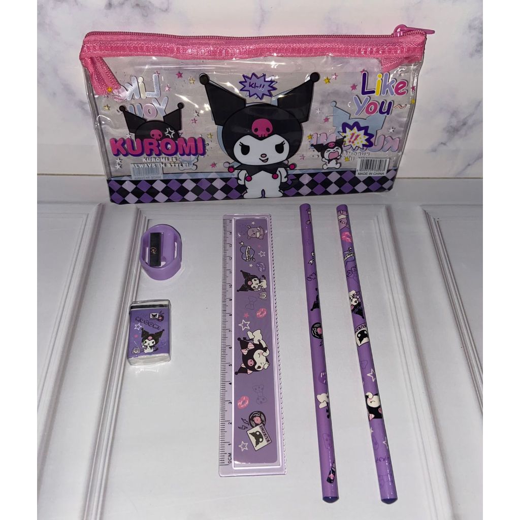 

Pouch Set Alat Tulis Sekolah Karakter Kuromi / Pouch + Alat Tulis Set 6 in 1