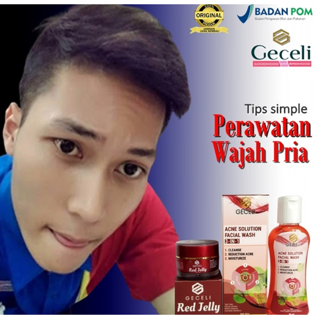 PAKET PEMBERSIH MUKA BIKIN MUKA KINCLONG ALAMI SABUN [ FACIAL WASH] GECELI DAN RED JELLY GECELI