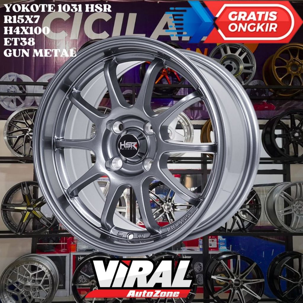 Velg Mobil Ring 15 MURAH HSR YOKOTE R15 LEBAR 7 LOBANG 4 ET38 GUN METAL