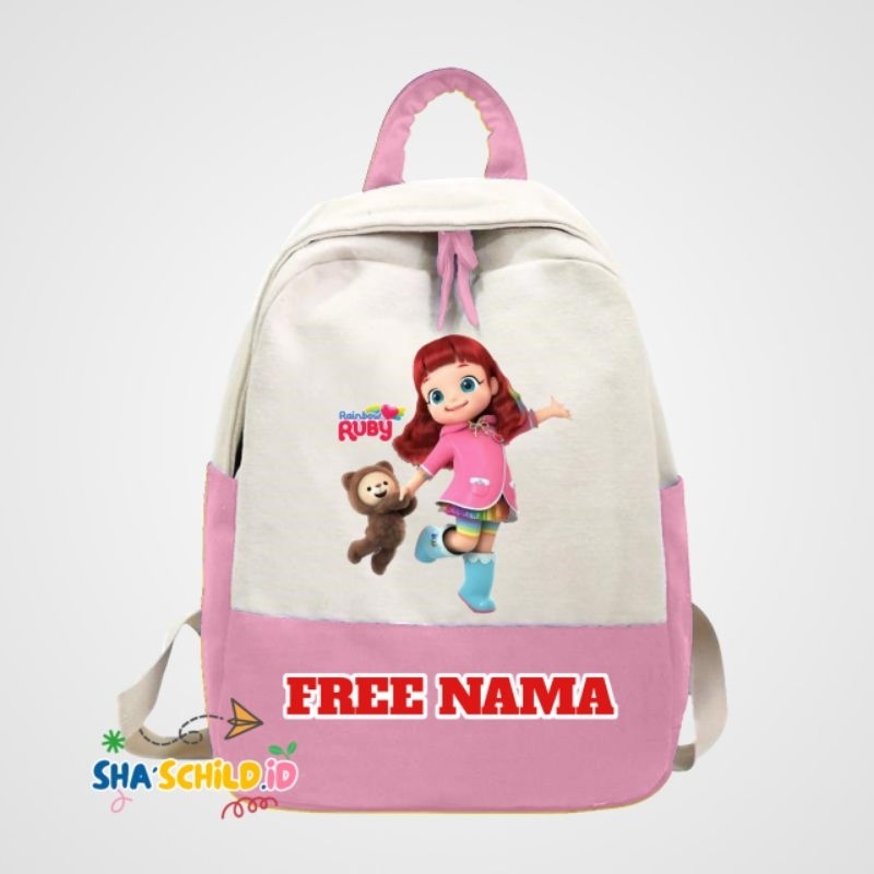 TAS RANSEL ANAK PEREMPUAN TK SD RAINBOW RUBY TERBARU FREE NAMA
