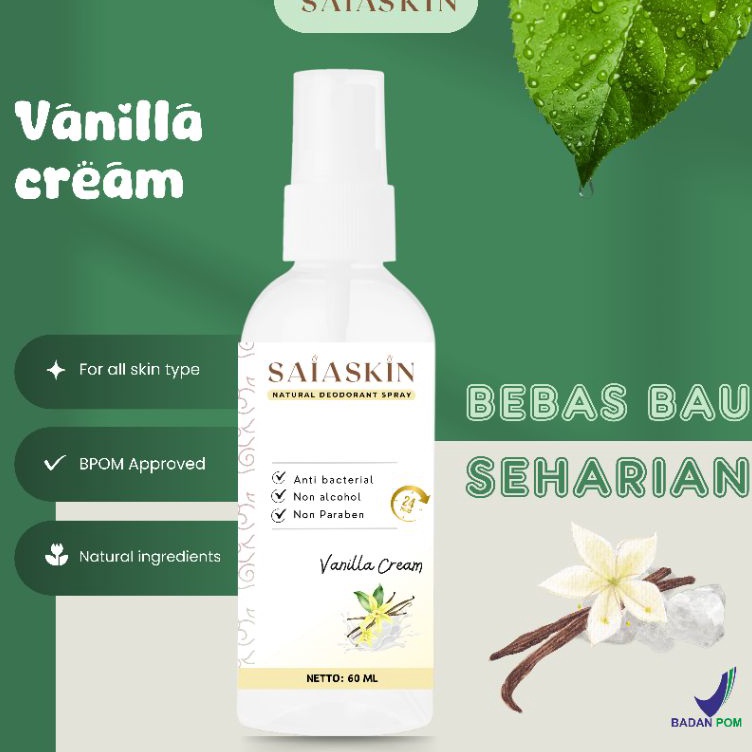 Penjualan Berkualitas  Deo Saia Deodorant Spray Tawas Vanila Cream Saia Skin 6ml