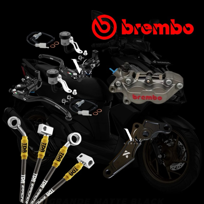 Paket Pengereman Vario 160 ABS Kaliper Brembo Brakes 4 Piston Grey // Master Rem By RPD // Selang Re